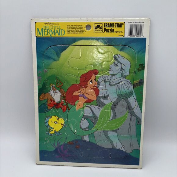 Vtg 1980s Golden Arial The Little Mermaid Frame Tray Puzzle 4911A Walt Disney - Picture 1 of 7